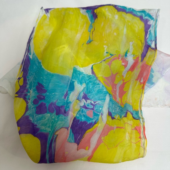 Vibrant Multi-Color Silk Scarf - Women's Lightweight Wrap - Picture 2 of 8